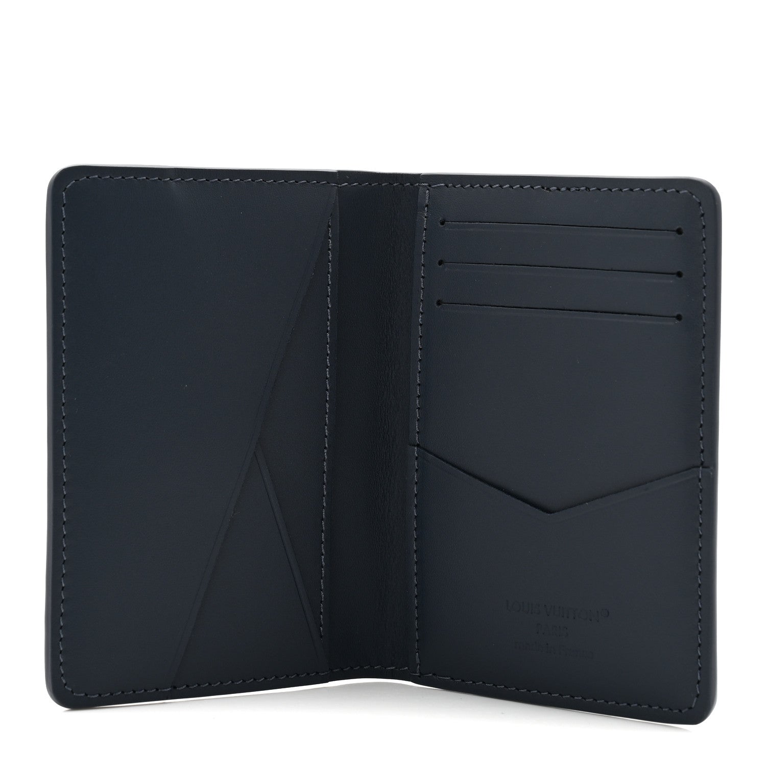 Louis Vuitton Calfskin Monogram Shadow Pocket Organizer Navy Blue White