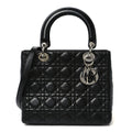 Christian Dior Lambskin Cannage Medium Lady Dior Black