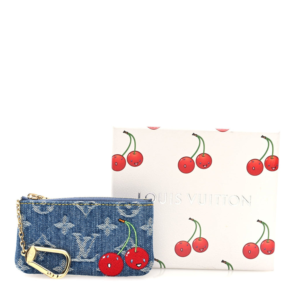 Louis Vuitton LV X TM Monogram Denim Cerises Key Pouch Blue