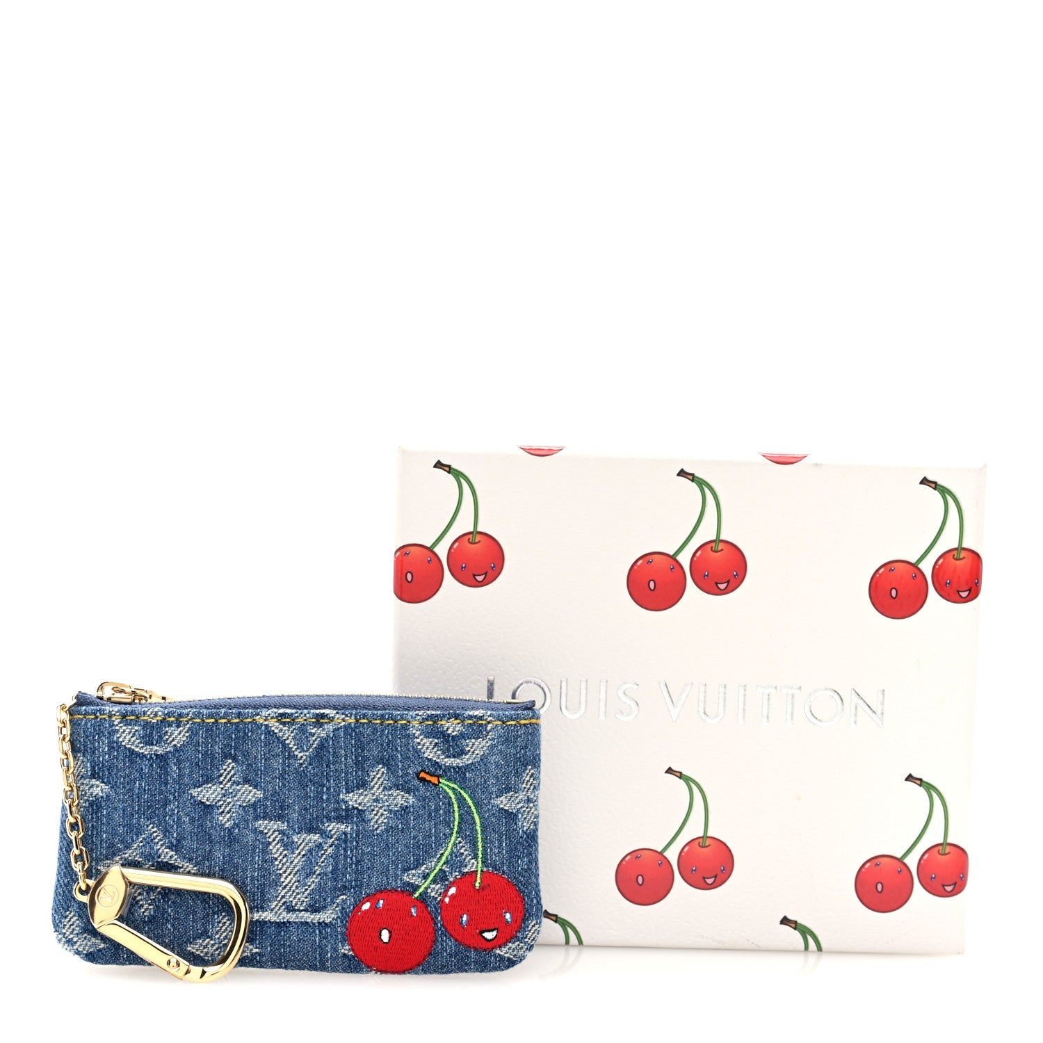 Louis Vuitton LV X TM Monogram Denim Cerises Key Pouch Blue