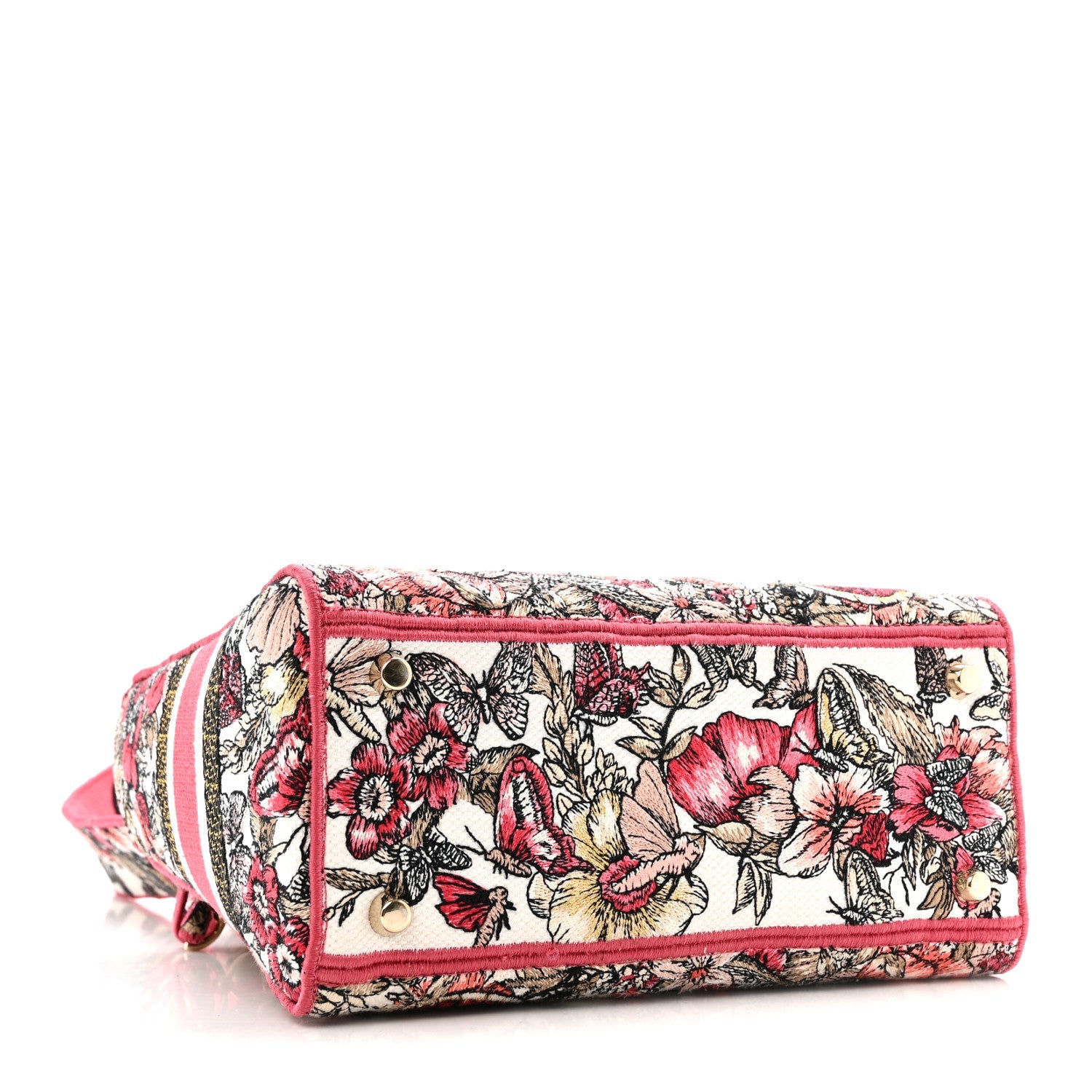 Christian Dior Canvas Embroidered Butterfly Print Medium Lady D-Lite  Multicolor
