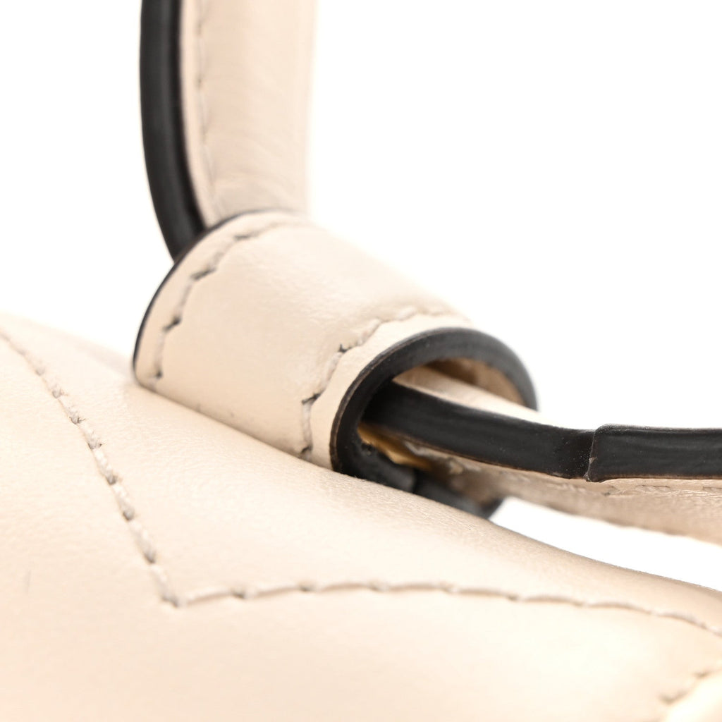 Gucci Calfskin Matelasse Mini GG Marmont Top Handle Shoulder Bag White