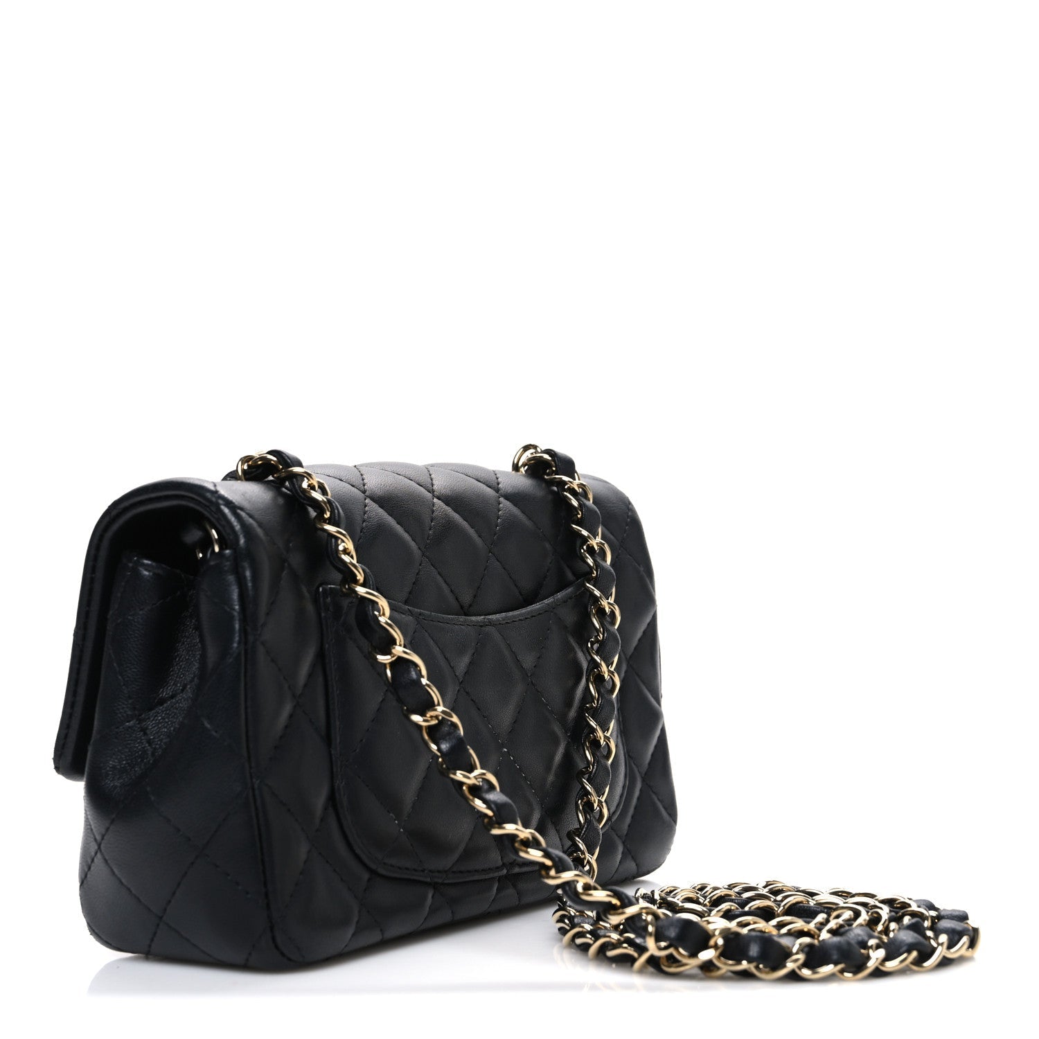 Chanel Lambskin Quilted Mini Rectangular Flap Black