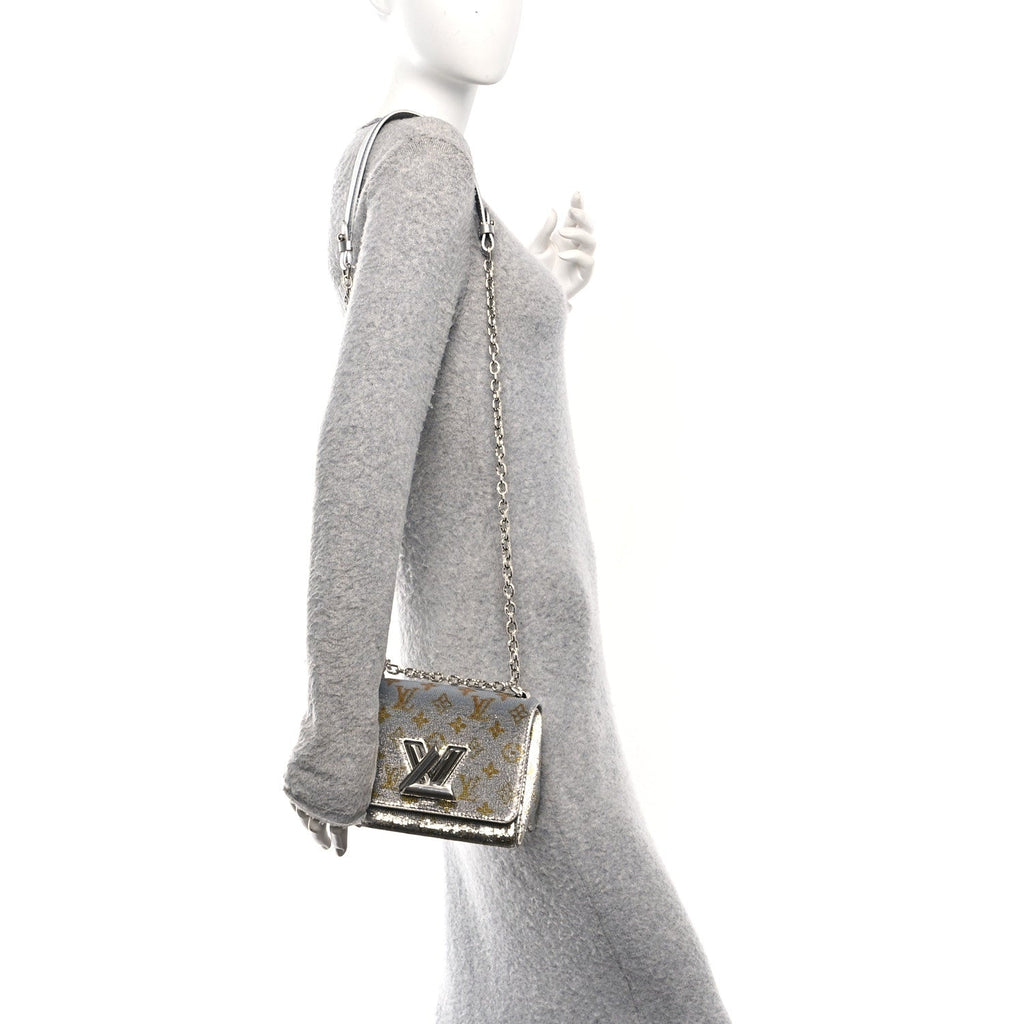 Louis Vuitton Sequins Monogram Twist Shoulder Bag PM Gold Silver