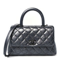 Chanel Metallic Aged Calfskin Quilted Mini Coco Handle Flap Charcoal