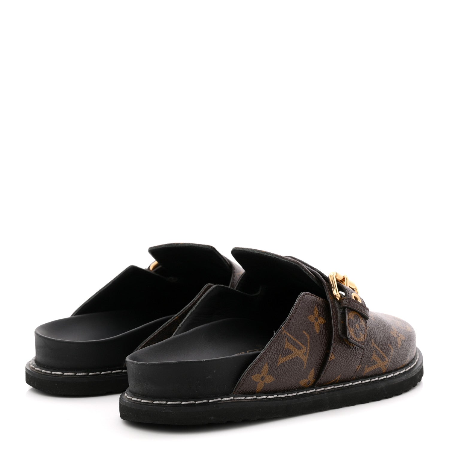 Louis Vuitton Patent Monogram Womens Cosy Flat Comfort Clog Mules 38 Brown