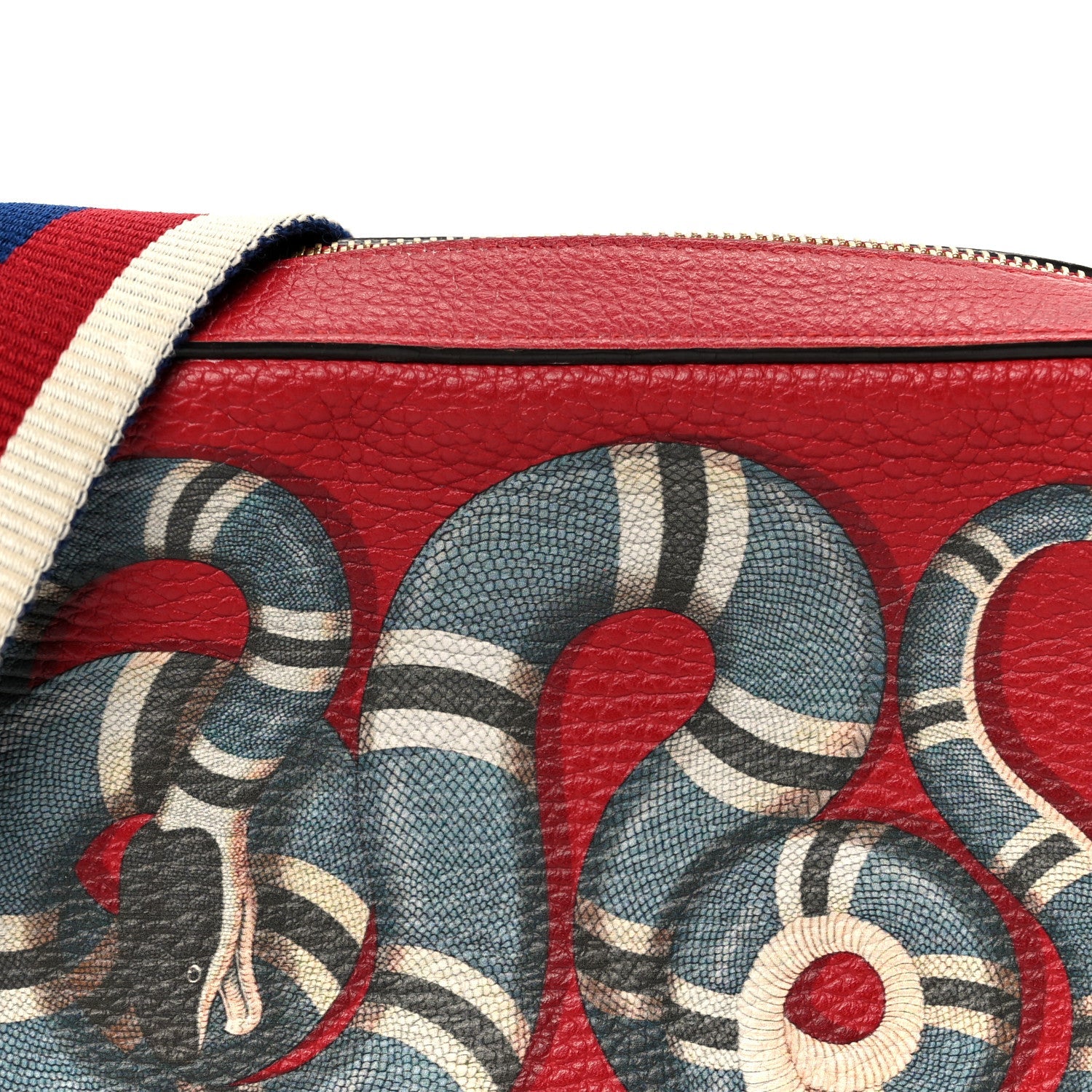Gucci Grained Calfskin Sylvie Web Kingsnake Small Camera Bag Red Multicolor
