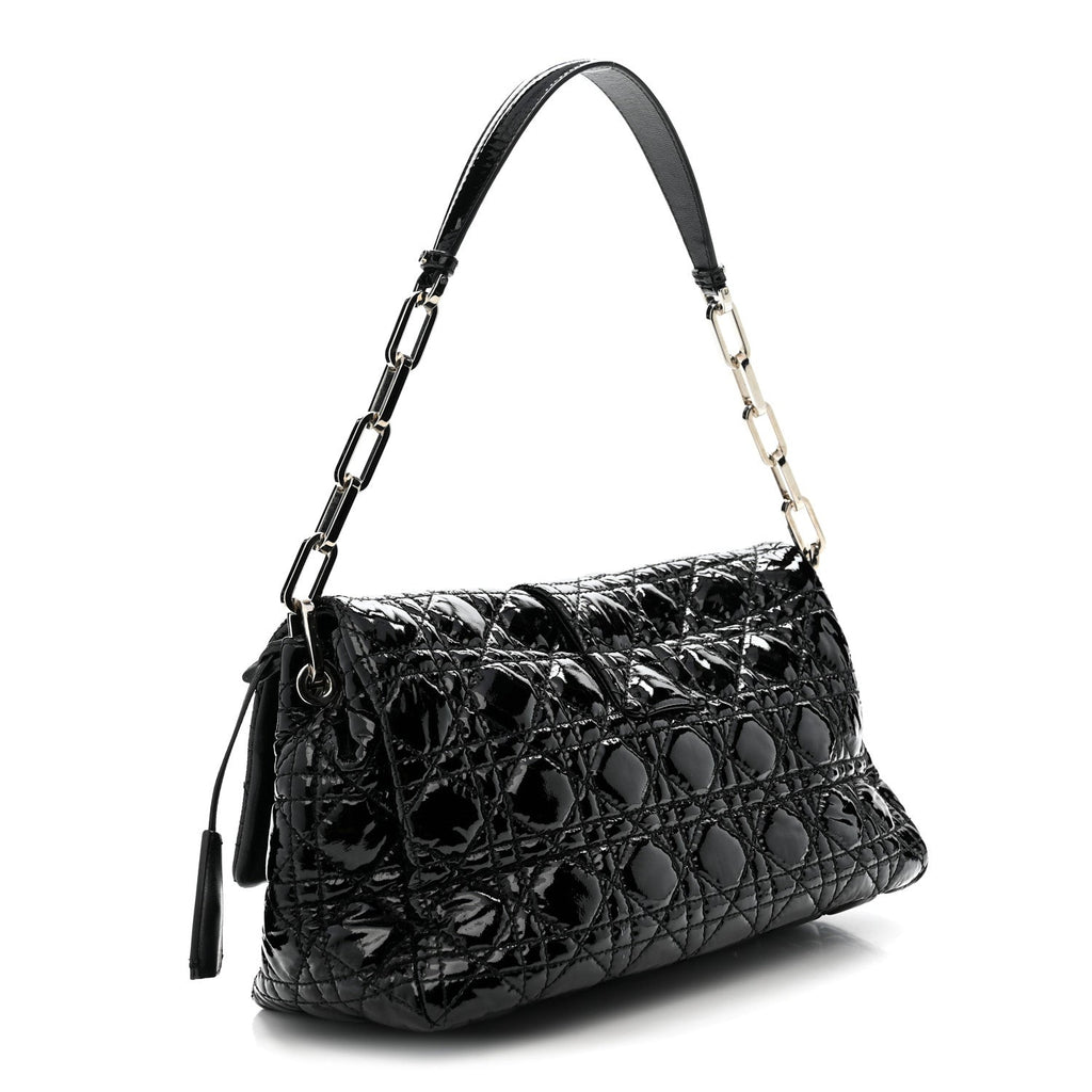 Christian Dior Patent Cannage New Lock Flap Black