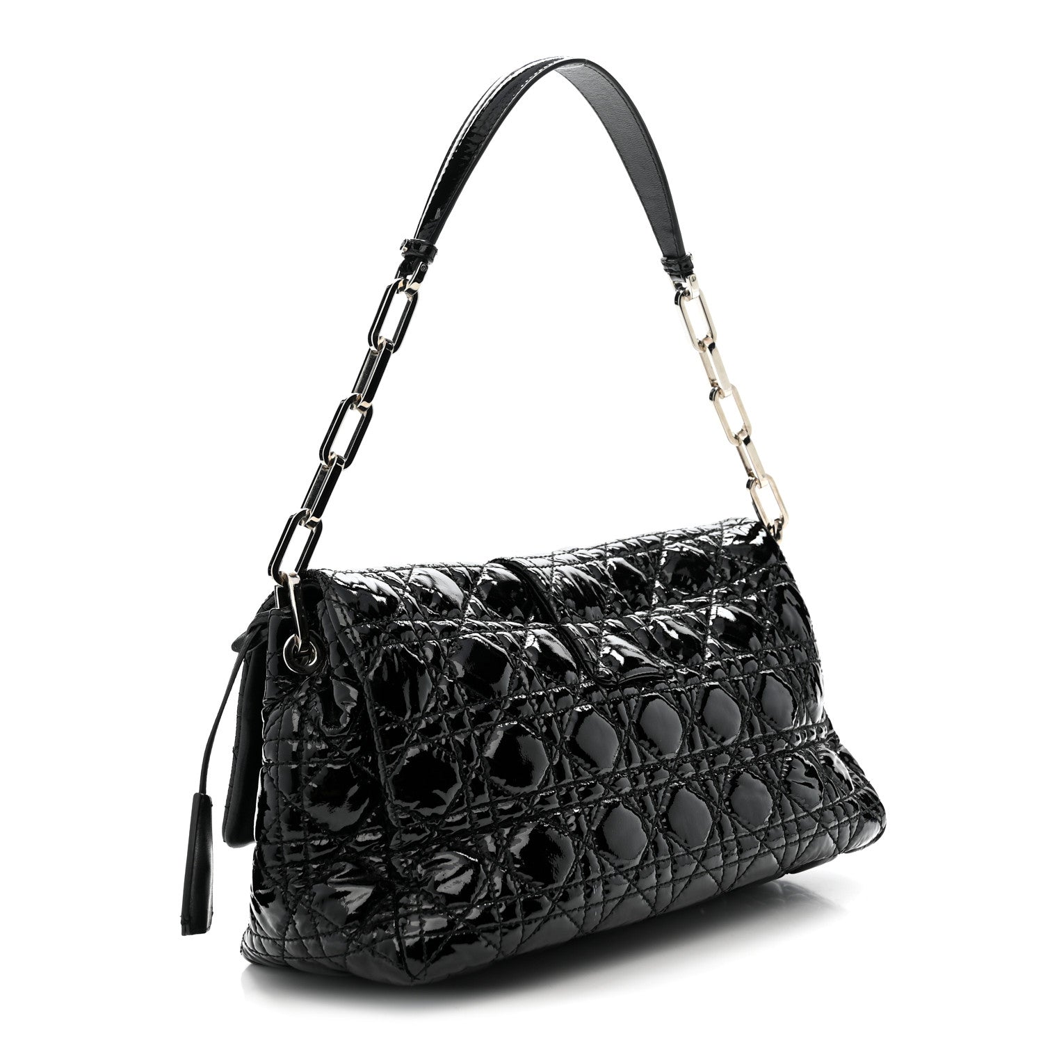 Christian Dior Patent Cannage New Lock Flap Black