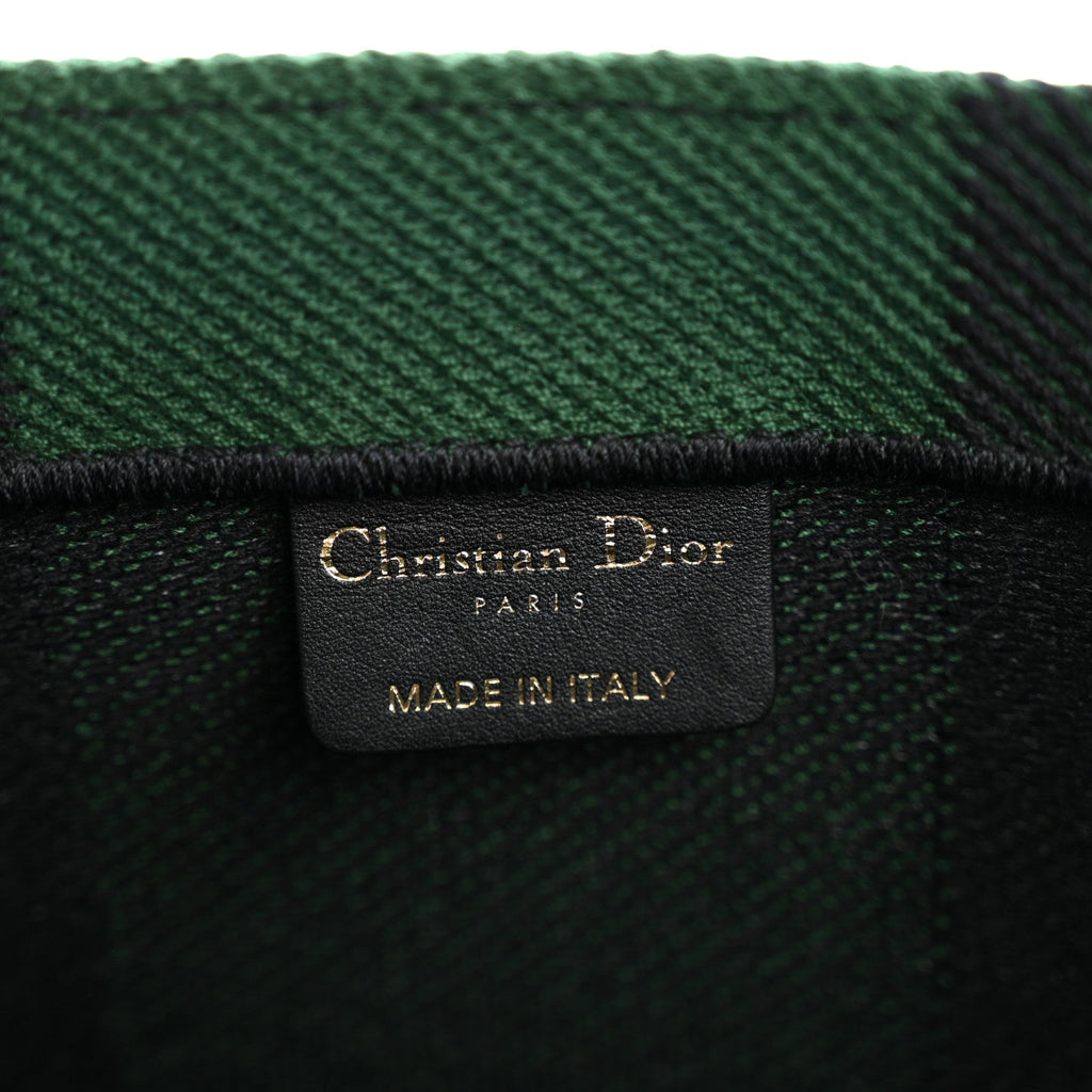 Christian Dior Canvas Embroidered Checkered Book Tote Black Green