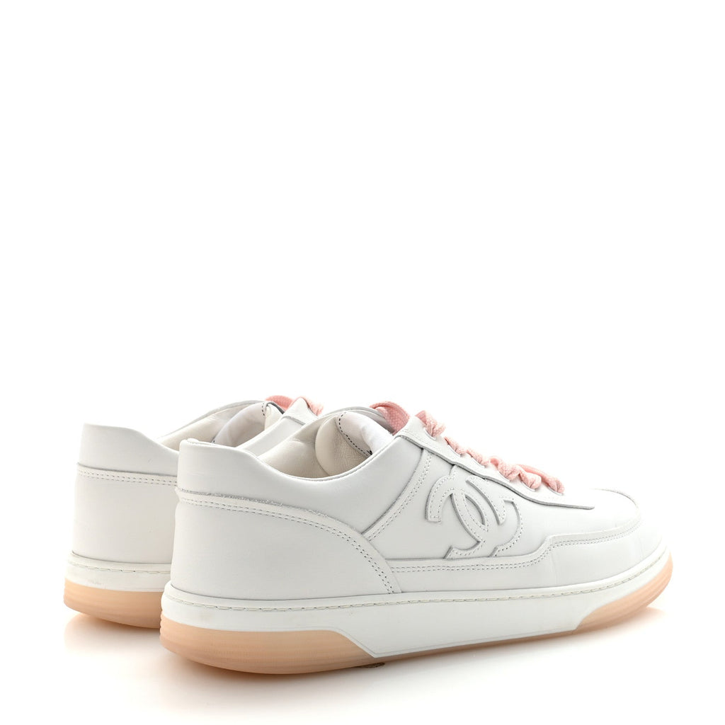 Calfskin Womens CC Sneakers 36 White Light Pink