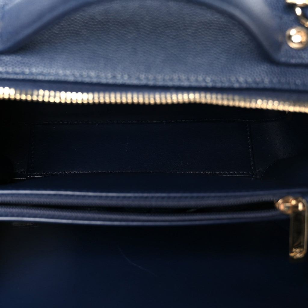Chanel Caviar Quilted Medium CC Filigree Vanity Case Navy