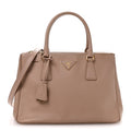 Prada Saffiano Small Galleria Double Zip Tote Cammeo