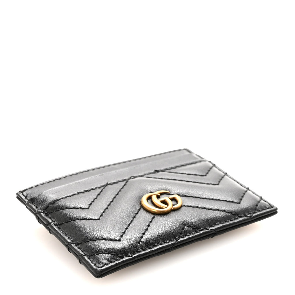 Gucci Calfskin Matelasse GG Marmont Card Holder Black