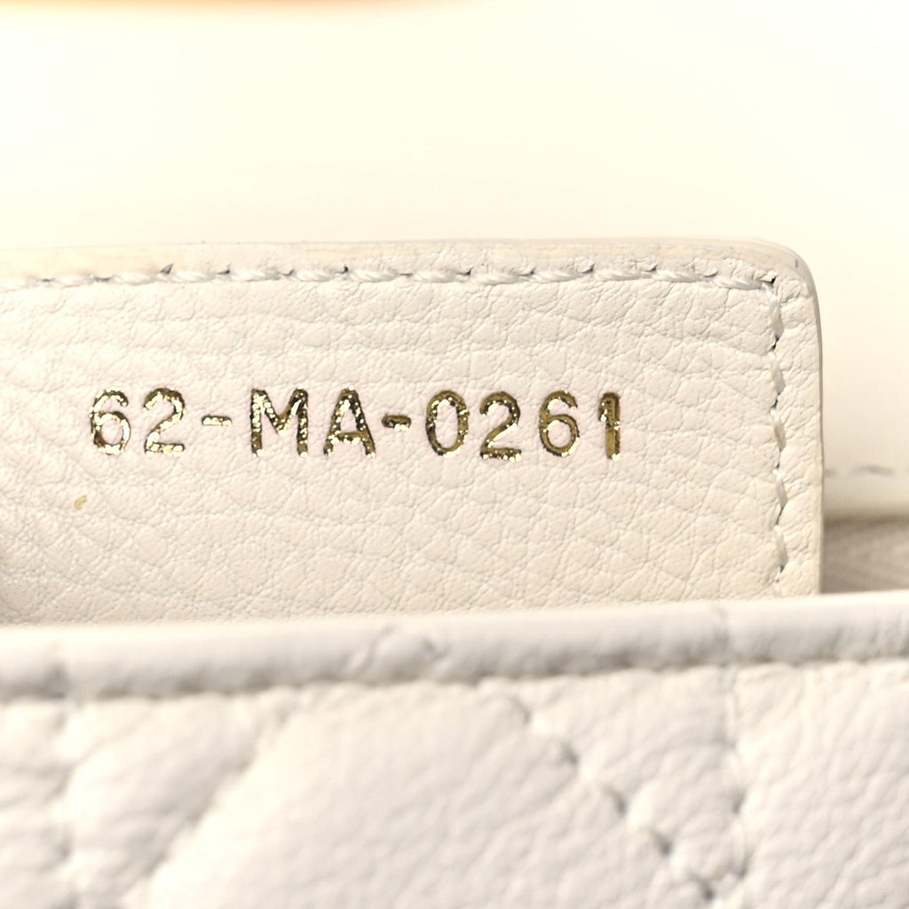 Christian Dior Lambskin Cannage Small Caro Bag Ivory
