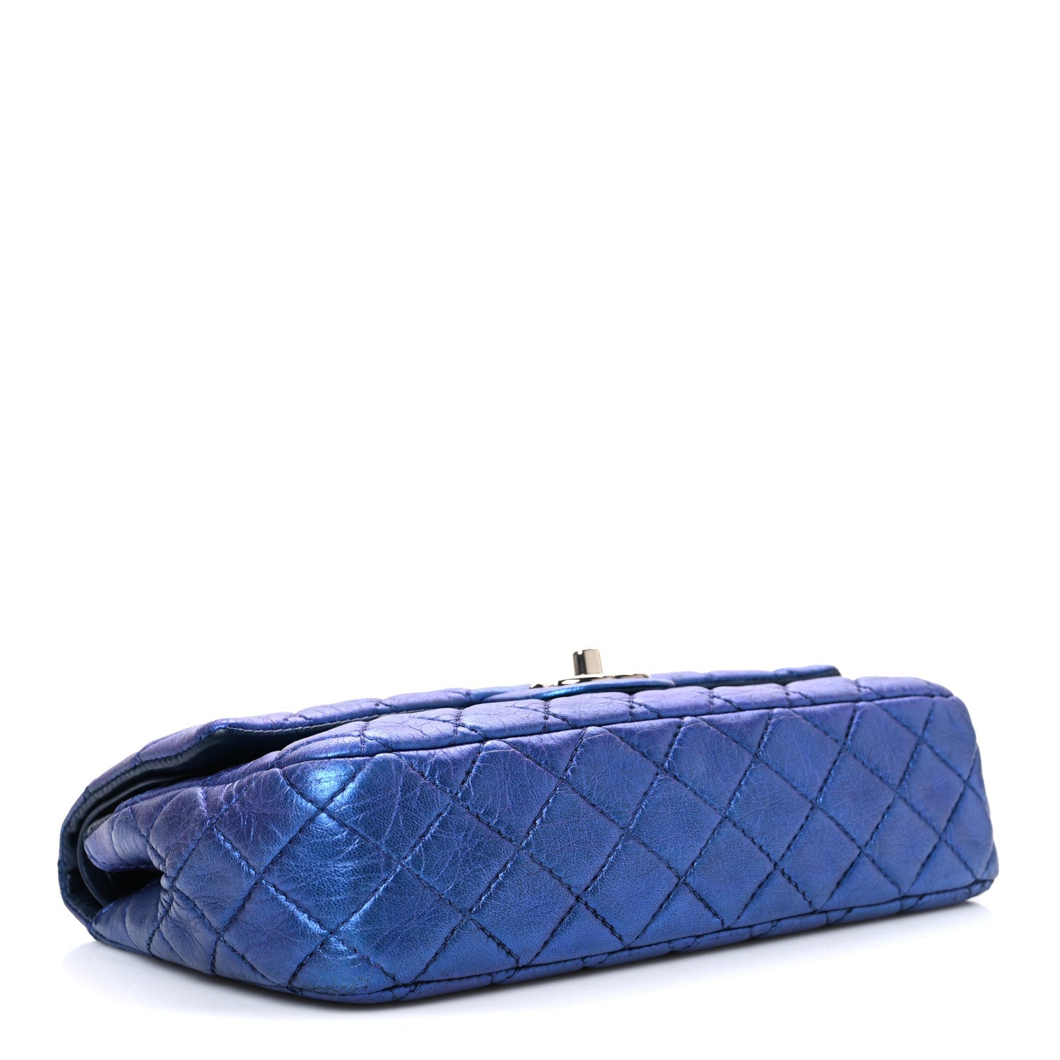 Chanel Metallic Lambskin Quilted Medium Double Flap Turquoise