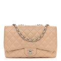 Chanel Caviar Quilted Jumbo Single Flap Beige Clair