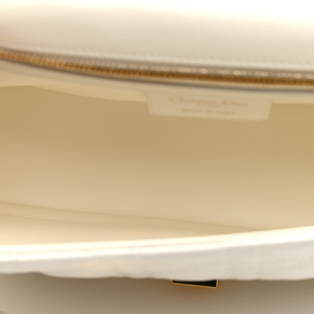 Christian Dior Grained Calfskin Cannage Large Caro Bag Ivory
