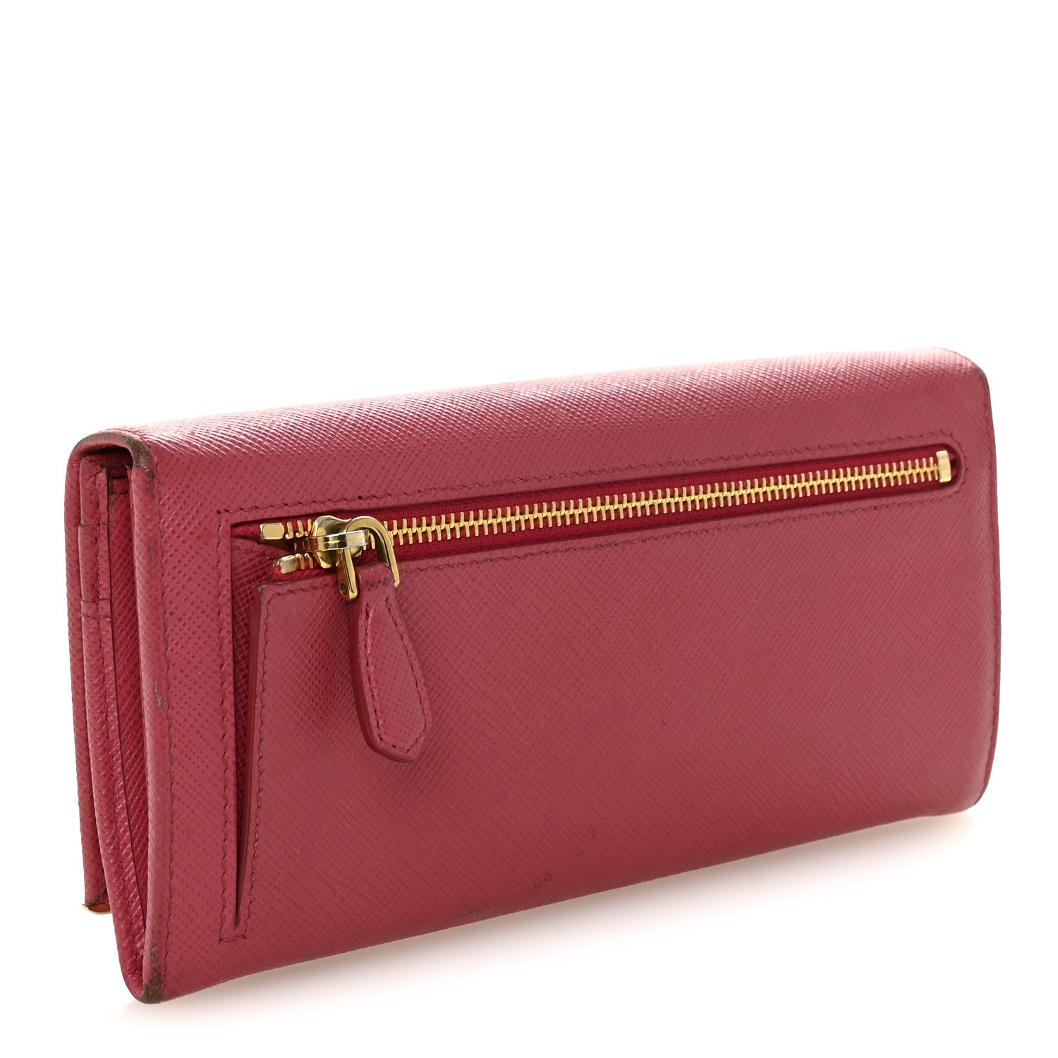 Prada Saffiano Metal Continental Flap Wallet Peonia