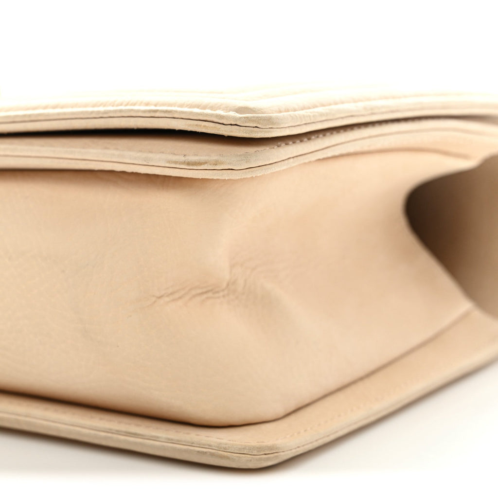 Chanel Nubuck Quilted Medium Boy Flap Beige