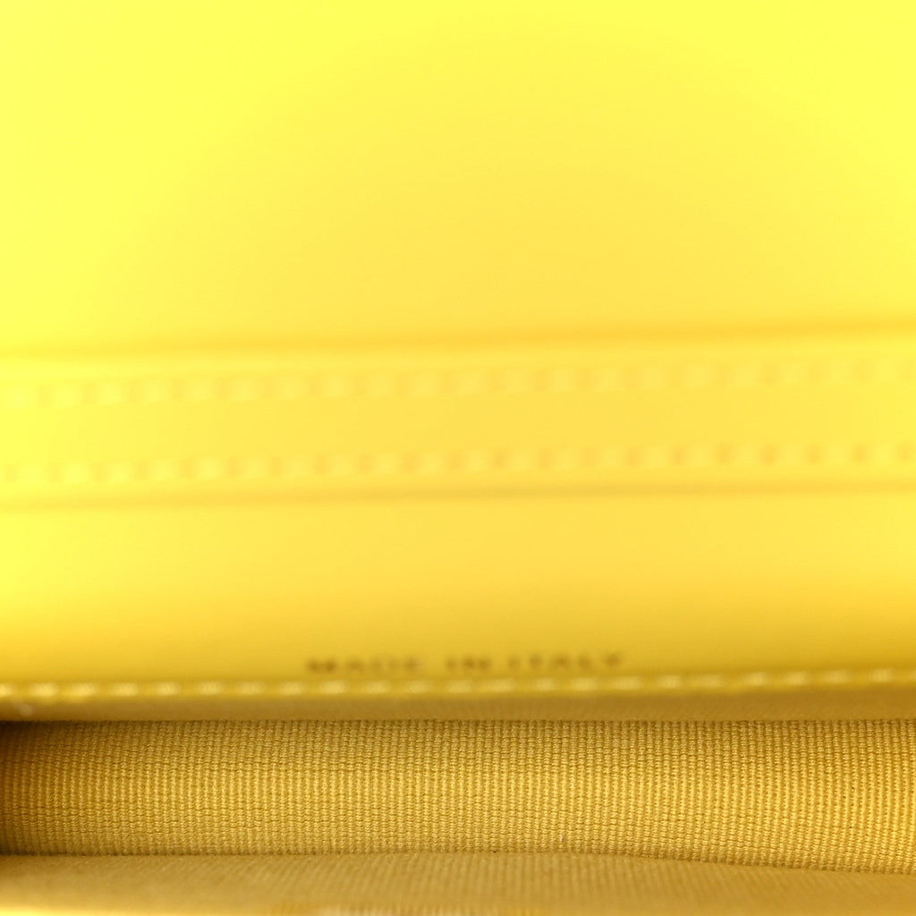 Chanel Lambskin Quilted Enamel Logo Flap Card Holder On Chain Yellow