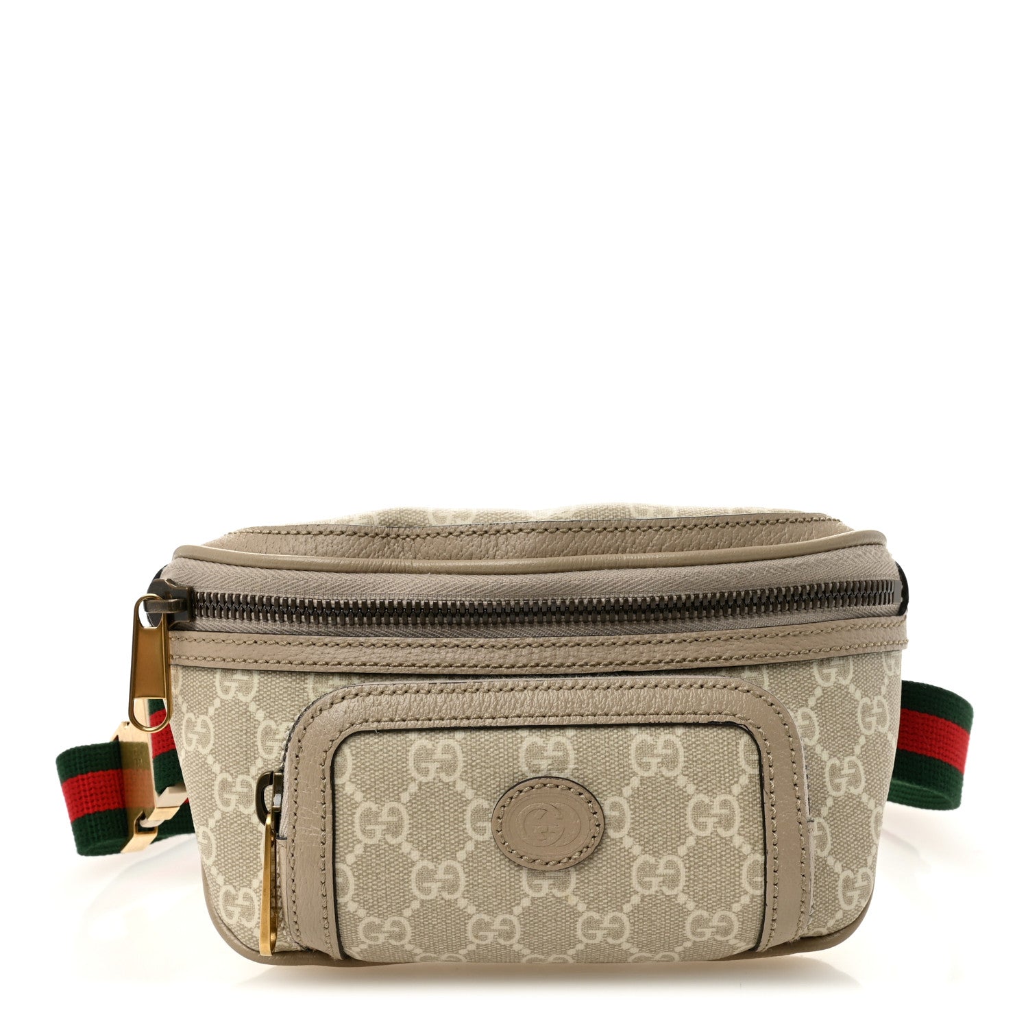Gucci GG Supreme Monogram Textured Calfskin Web Retro Interlocking G Belt Bag Beige Mystic White Oatmeal