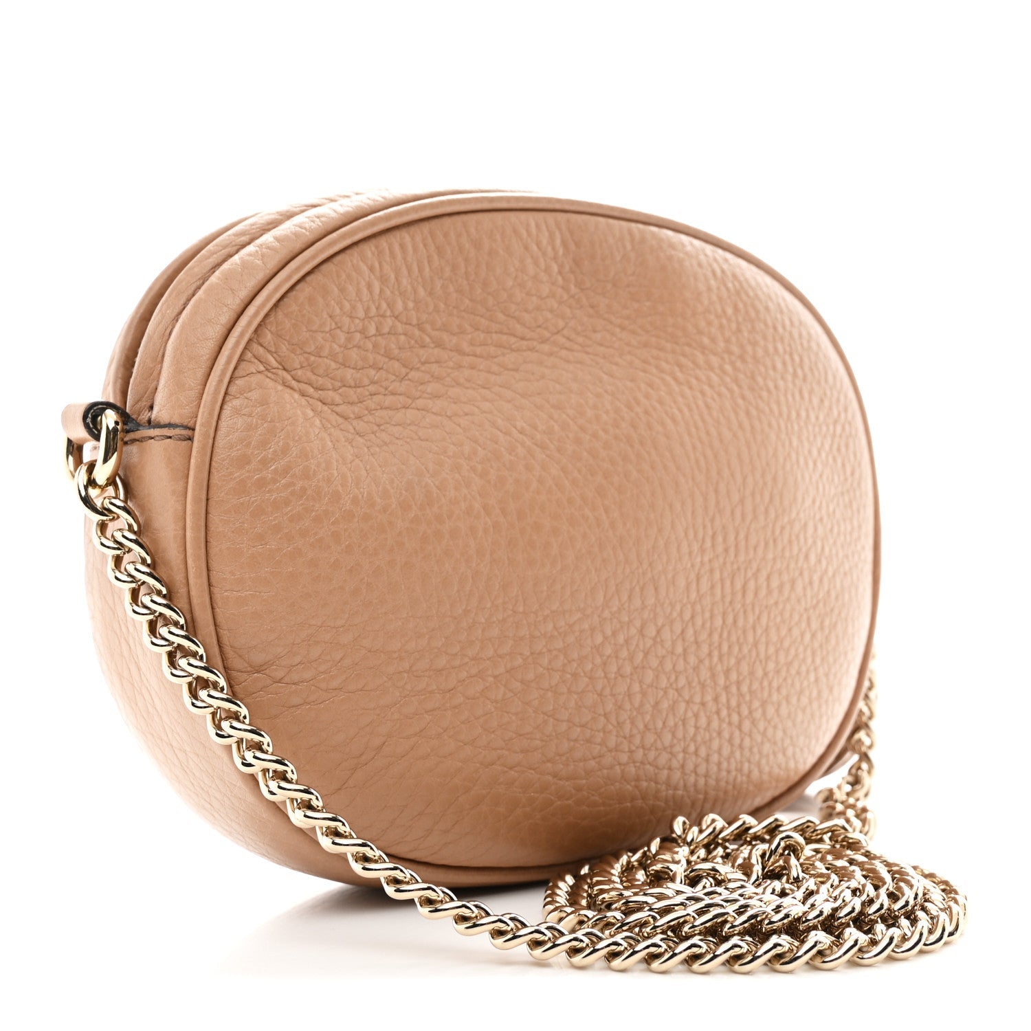 Gucci Pebbled Calfskin Mini Soho Chain Bag Camelia