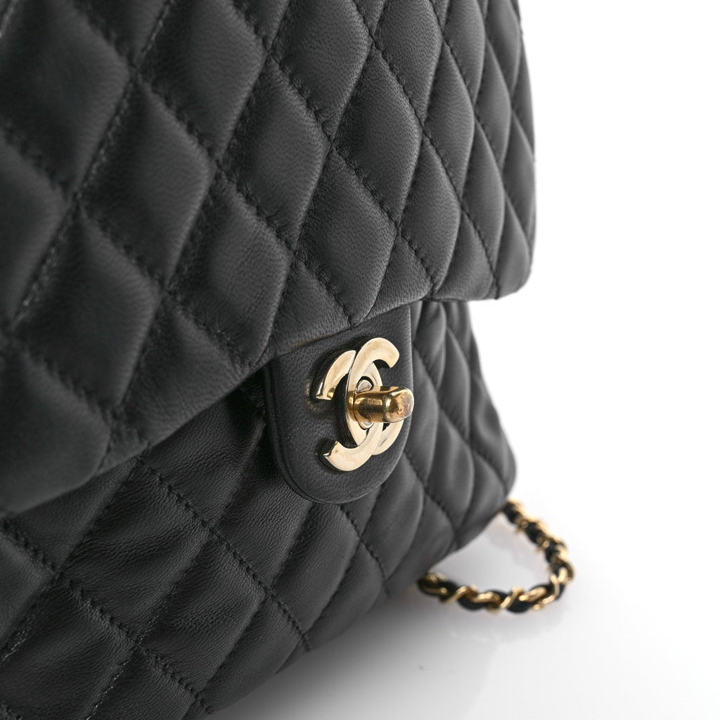 Chanel Lambskin Quilted Large In Seoul Backpack Black