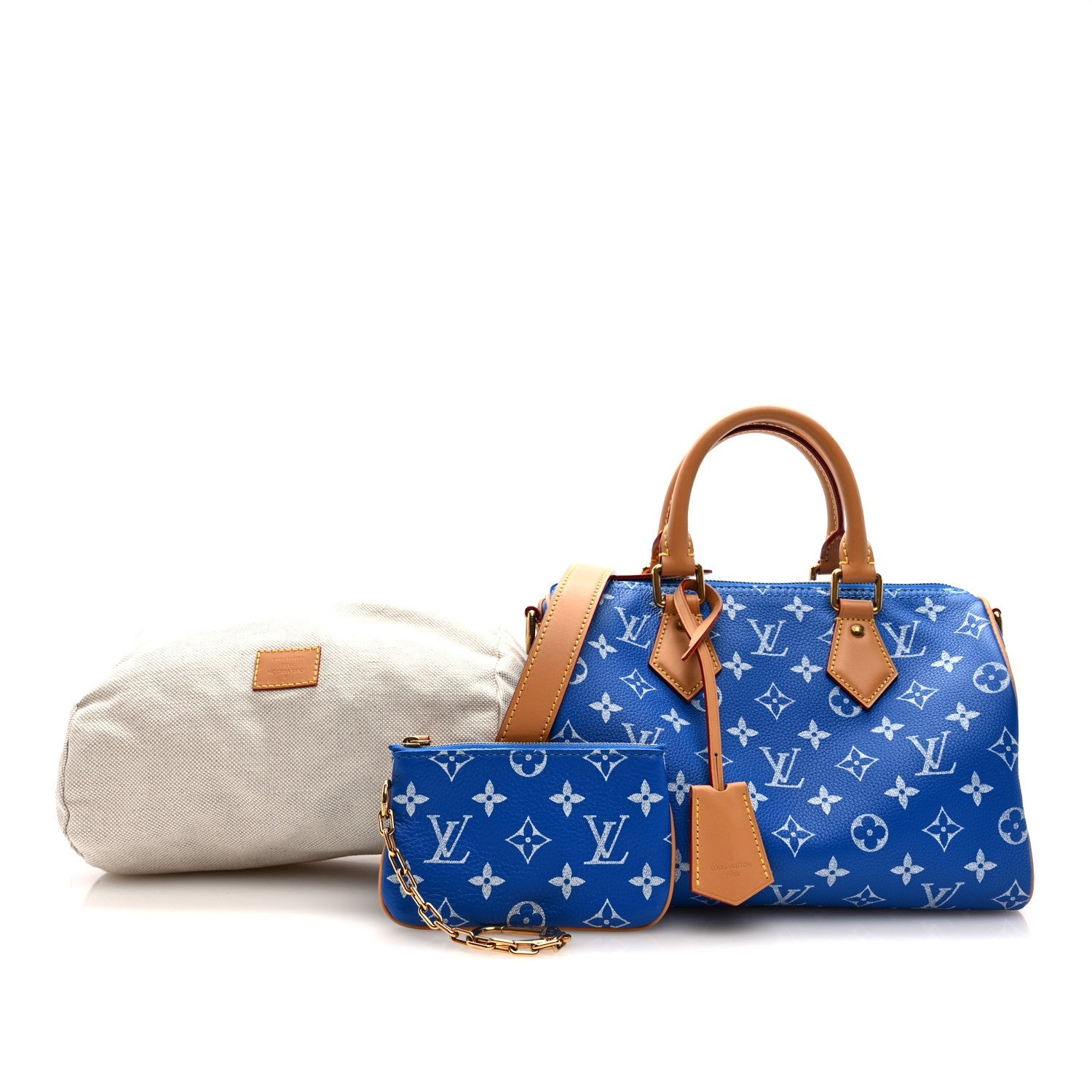 Louis Vuitton Calfskin Monogram Speedy P9 Bandouliere 25 Blue