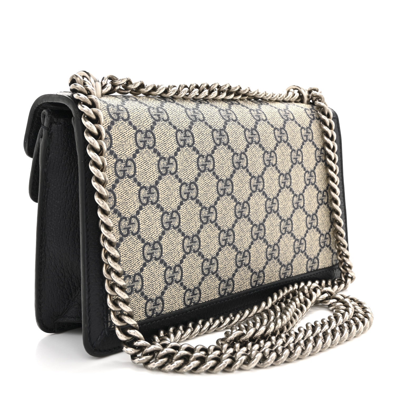Gucci GG Supreme Monogram Textured Dollar Calfskin Small Rectangular Dionysus Shoulder Bag Beige Blue
