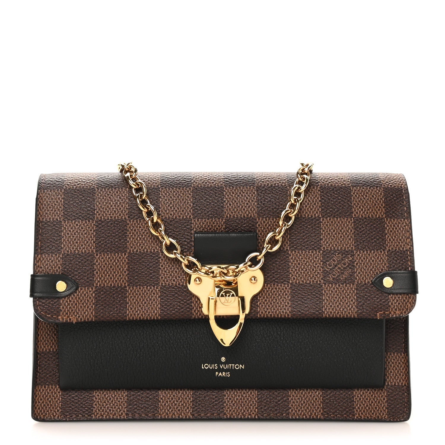 Louis Vuitton Damier Ebene Vavin Chain Wallet Black