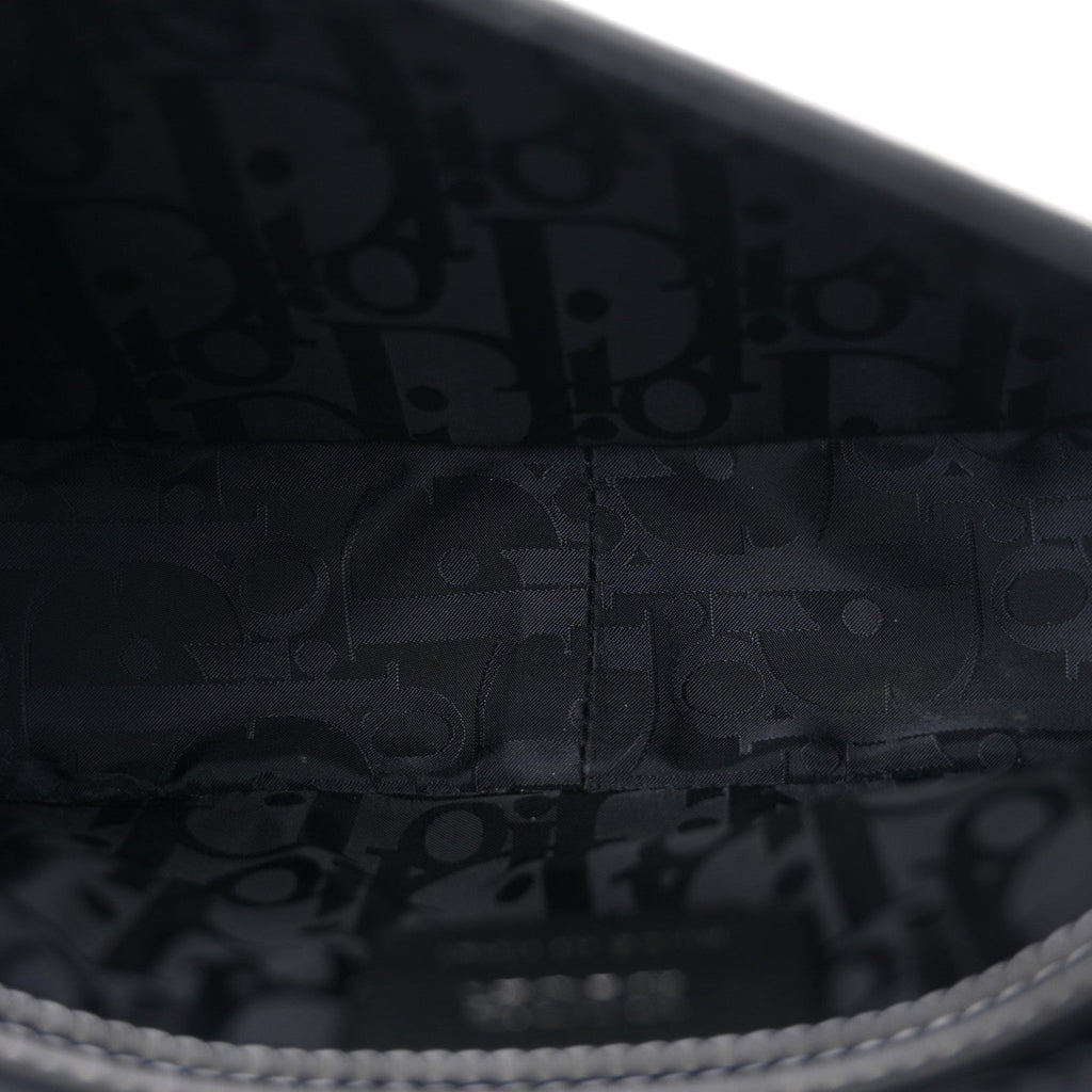 Christian Dior Grained Calfskin Saddle Messenger Bag With Strap Black