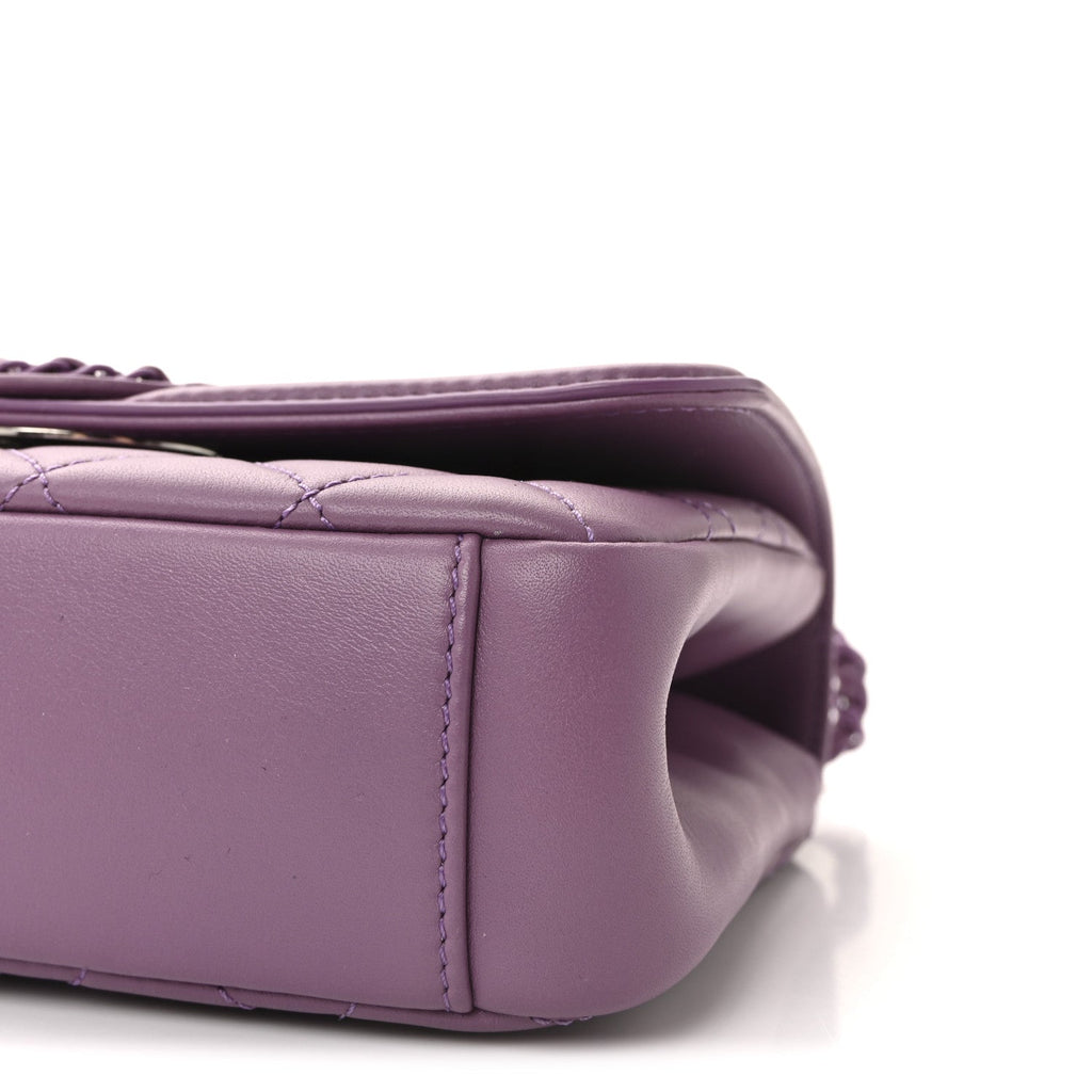 Chanel Lambskin Quilted Small CC Filigree Flap Purple