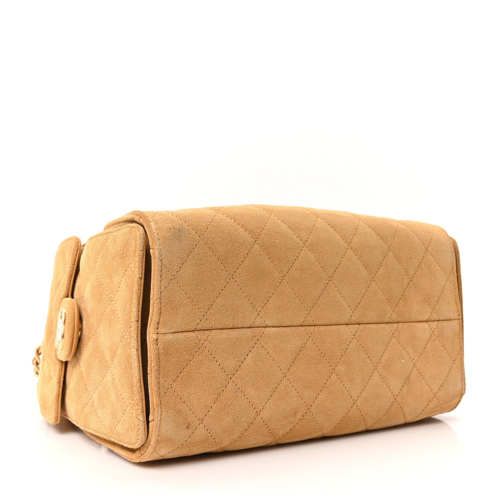 Chanel Suede Quilted Small Chanel 25 Handbag Beige