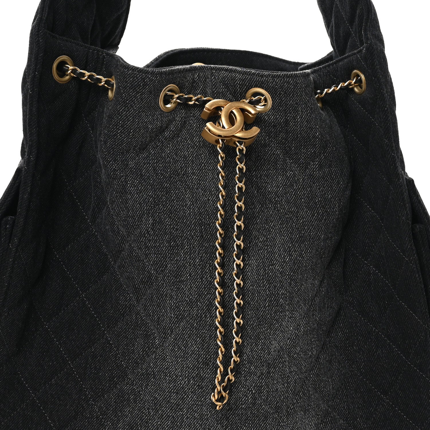 Chanel Washed Denim Quilted Medium Chanel 25 Handbag Black