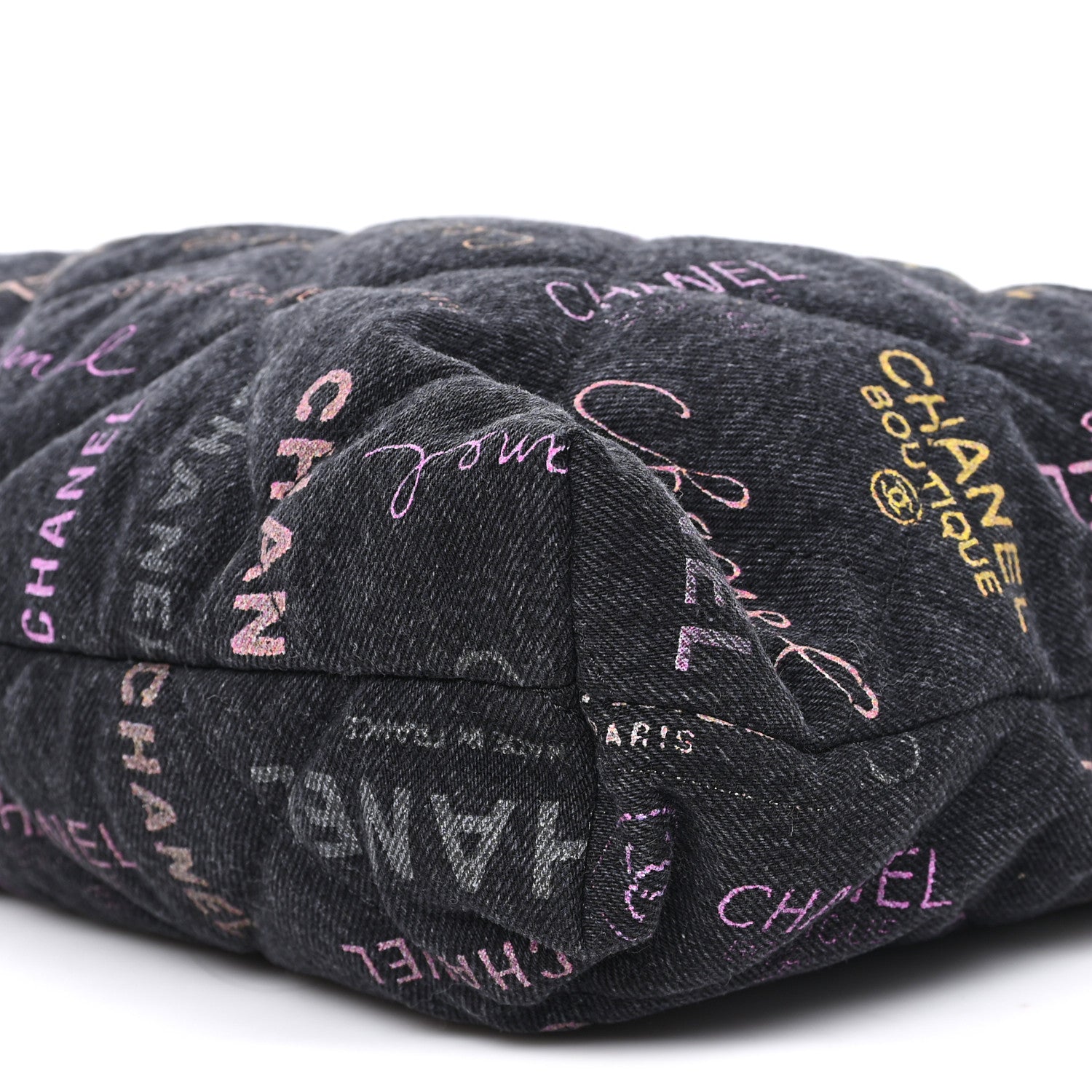 Chanel Denim Quilted Denim Mood Maxi Shopping Bag Black Multicolor