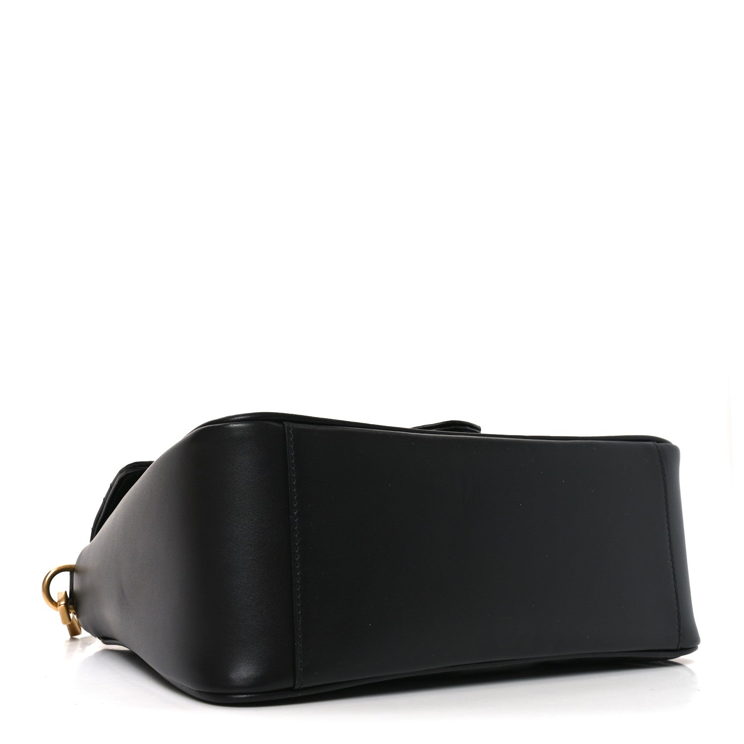 Gucci Calfskin Matelasse Small GG Marmont Top Handle Shoulder Bag Black