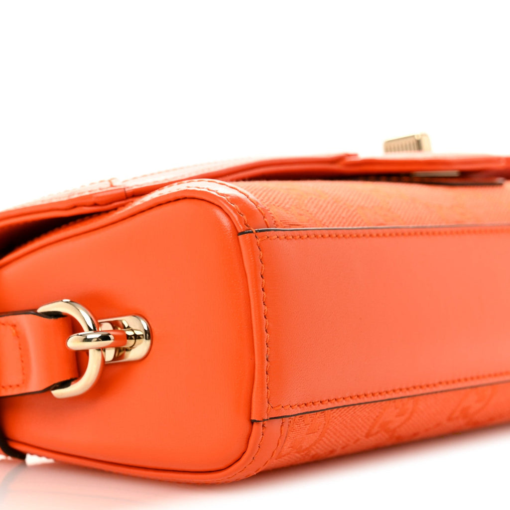 Gucci GG Monogram Textured Dollar Calfskin Small Luce Shoulder Bag Orange