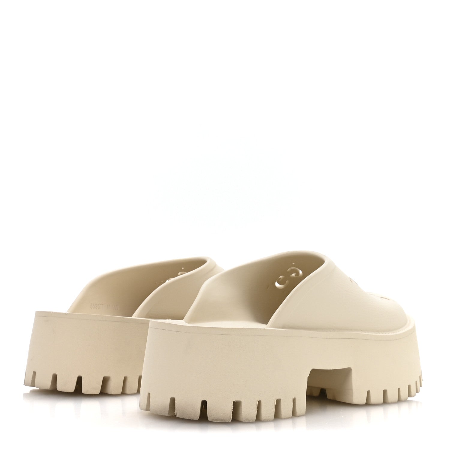 Gucci Rubber Monogram GG Go Through Platform Slide Clogs 41 Mystic White