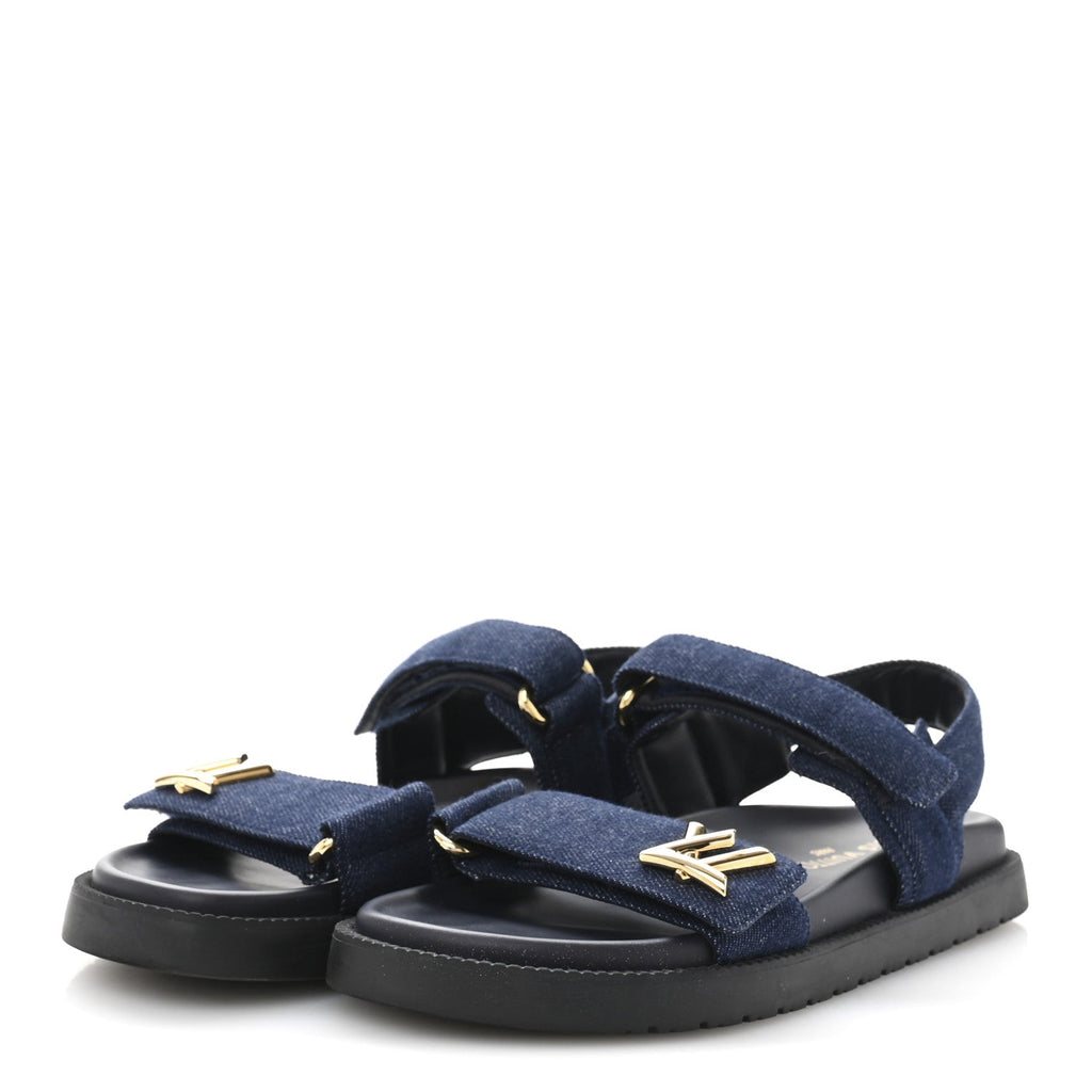 Louis Vuitton Denim Sunset Comfort Flat Sandals 37.5 Blue