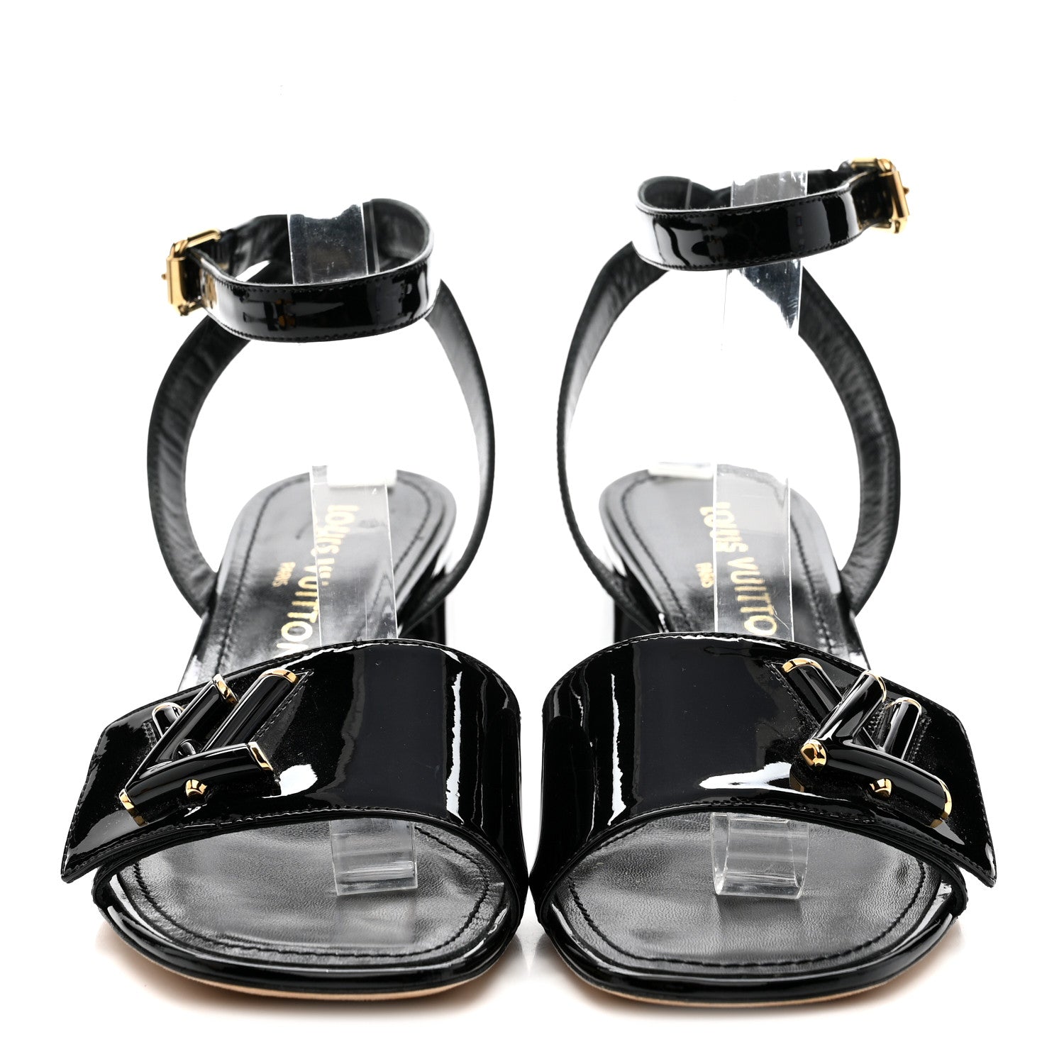 Louis Vuitton Patent Calfskin Shake Sandals 39 Black