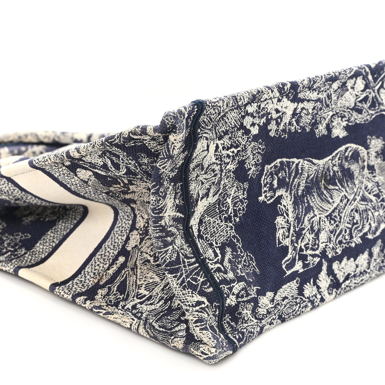 Christian Dior Canvas Embroidered Large Dioriviera Toile De Jouy Reverse Book Tote Blue