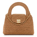 Chanel Braided Raffia Nano Kelly Flap Bag Dark Beige