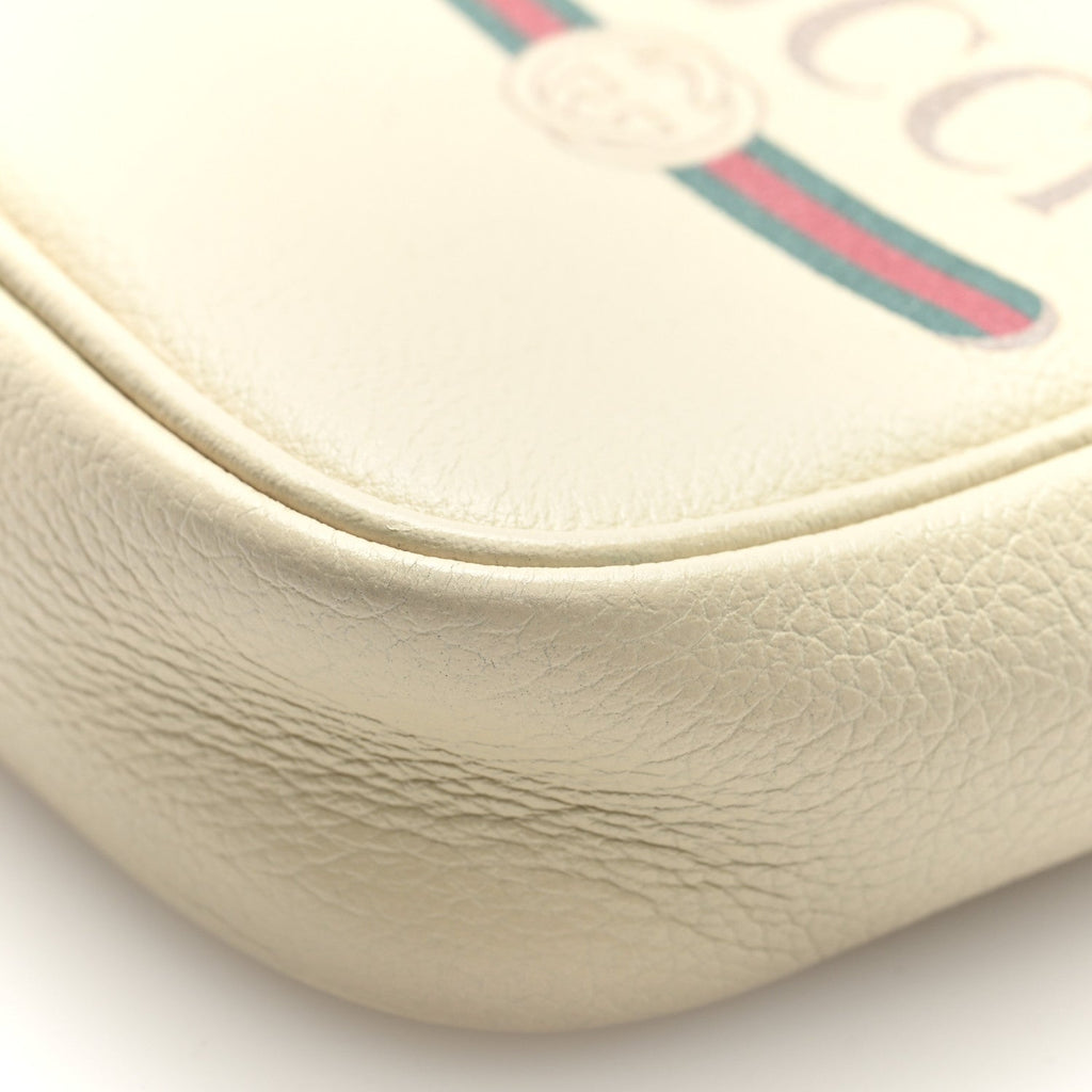Gucci Grained Calfskin Mini Logo Messenger Bag White
