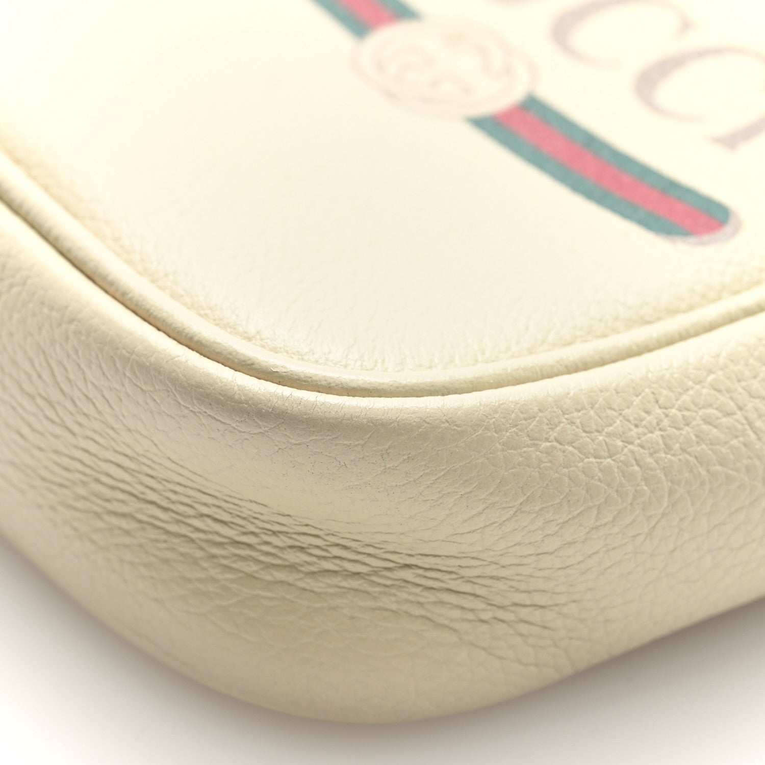Gucci Grained Calfskin Mini Logo Messenger Bag White