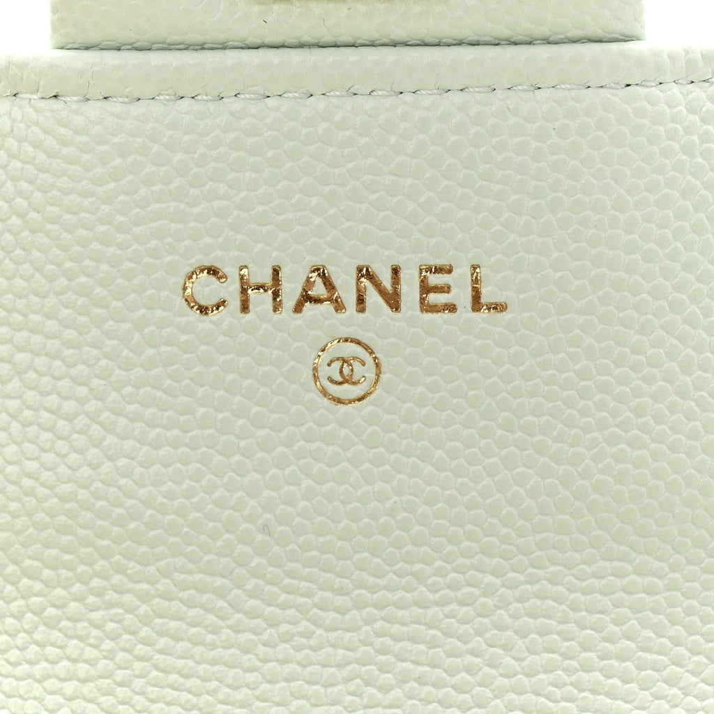Chanel Caviar Quilted Retro Twist Top Handle Clutch Light Green