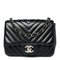 Chanel Caviar Chevron Quilted Mini Square Flap Black