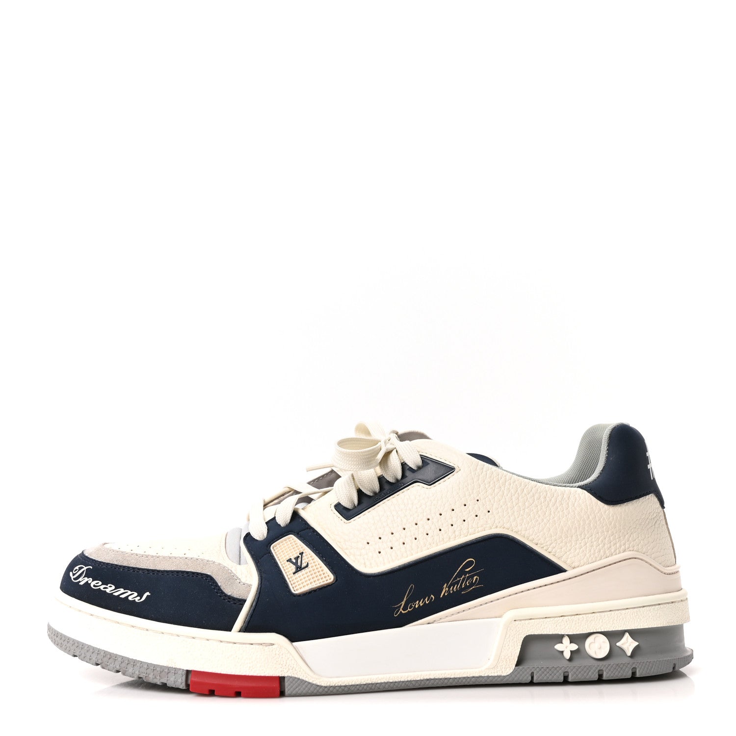 Louis Vuitton Calfskin Mens New York City of Dreams LV Trainer Maxi Sneakers 11 White Navy