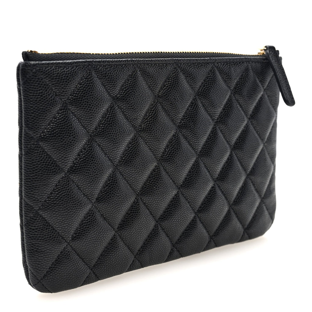 Caviar Quilted Crystal Enamel Cosmetic Case Black