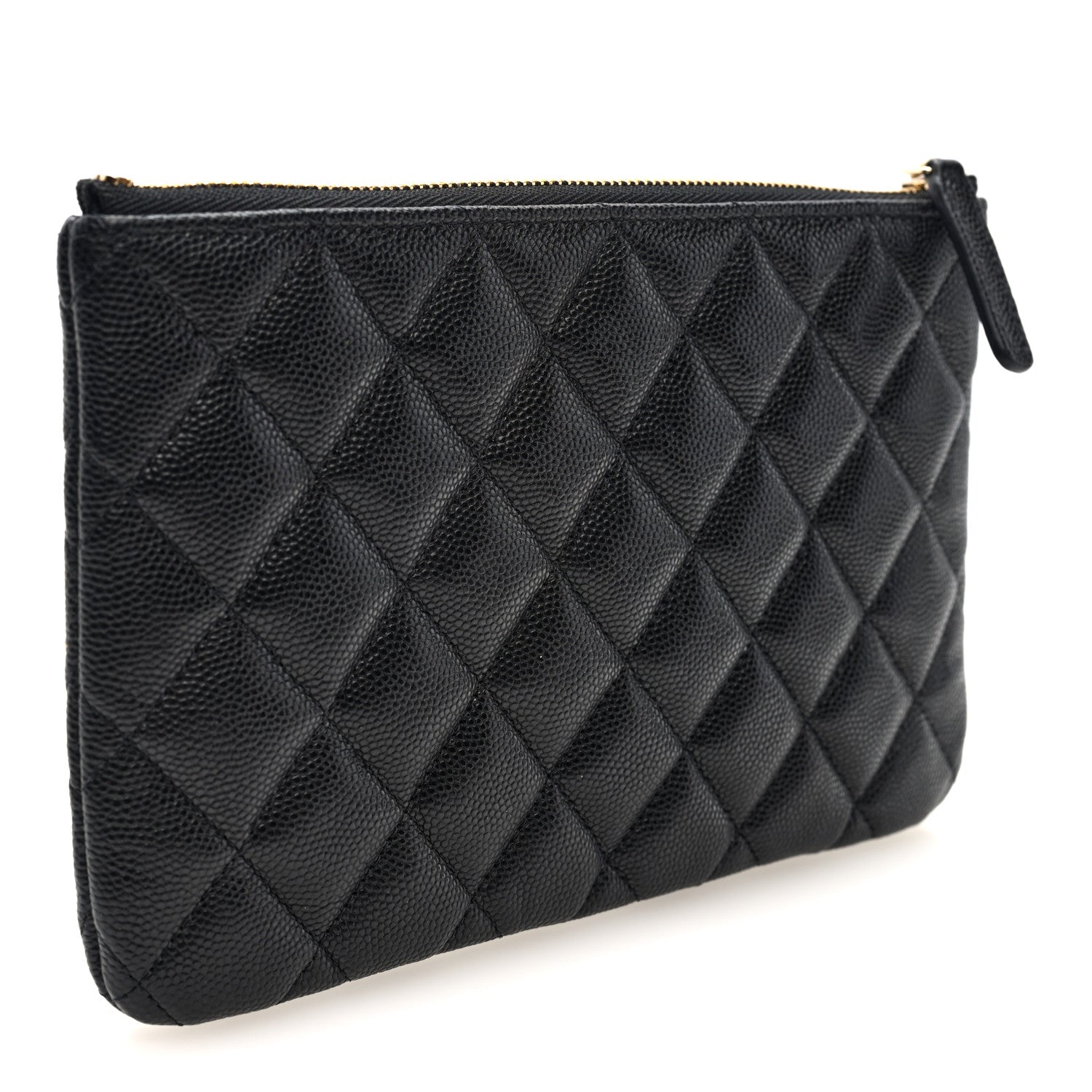 Caviar Quilted Crystal Enamel Cosmetic Case Black